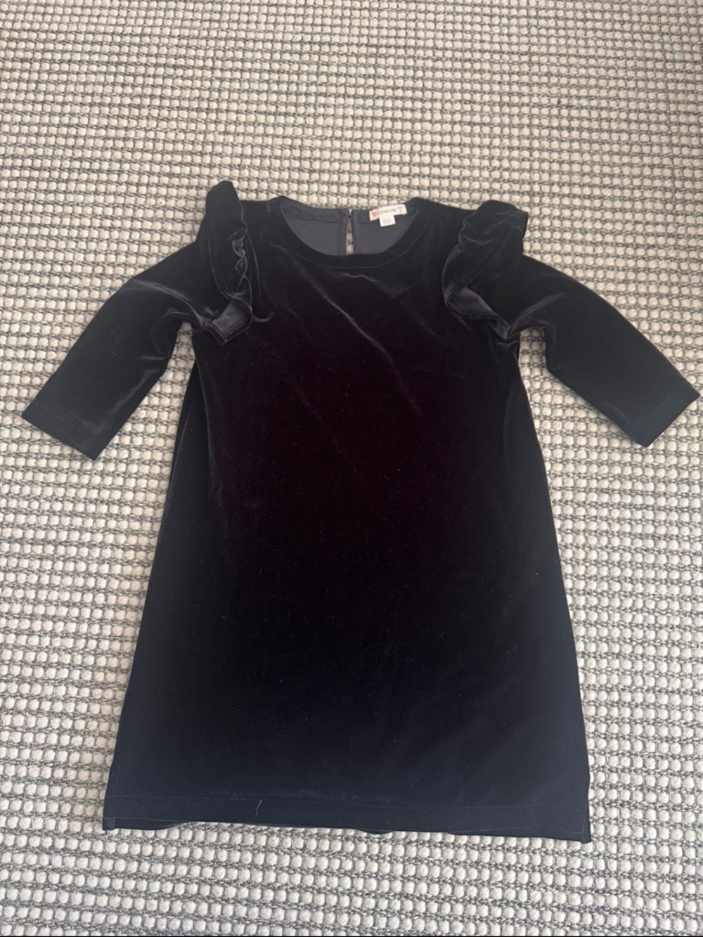 J. Crew Black Velvet Ruffle-Sleeve Girls' Dress